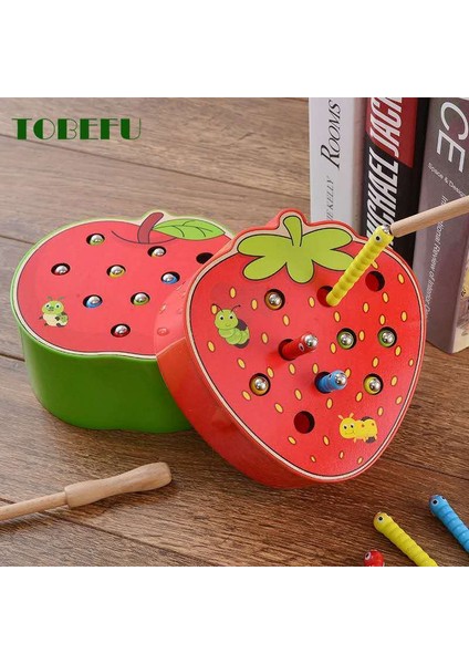 Havuç C Stili Tobefu Yakala Solucan Oyunu Renk Bilişsel Manyetik Çilek Elma Bebek Ahşap Oyuncaklar 3D Bulmaca Erken Çocukluk Eğitimi Için (Yurt Dışından)