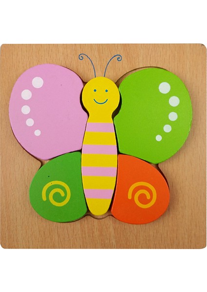 WT091 Kelebek Stili Çocuklar Için Hayvan Ahşap Puzzle 3D Çift Yüzlü Hikaye Bulmaca Montessori Eğitici Oyuncaklar (Yurt Dışından)