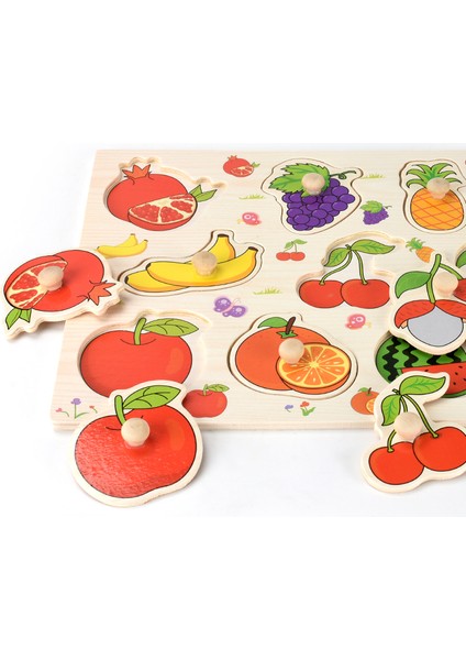 No.25 Tarzı Montessori Ahşap Puzzle El Tutma Tahtaları Oyuncaklar Tangram Bulmaca Bebek Eğitici Oyuncaklar Karikatür Araç Hayvanlar Meyve 3D Bulmacalar (Yurt Dışından)