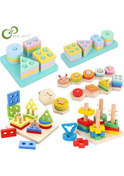 Geometri Bulmaca Stili Ahşap Montessori Geometrik Sıralama Tahtası Oyuncak Yapı Blokları Erken Öğrenme Eğitici Oyuncaklar Renk Şekil Eşleştirme Çocuk Oyuncakları (Yurt Dışından)