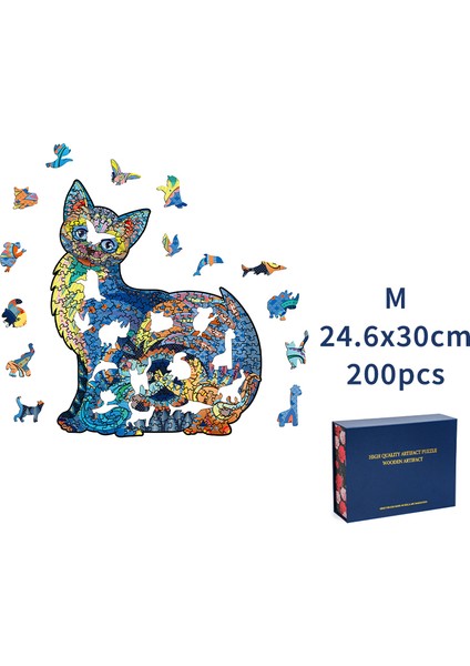 Üç Kedi M Tarzı Yeni Benzersiz Hayvan Ahşap Bulmaca Yetişkin Çocuk Dinozor Hediye Kutusu Yapboz Çocuklar 3D Ahşap Bulmaca Oyun Oyuncakları Tatil Hediyeleri (Yurt Dışından)