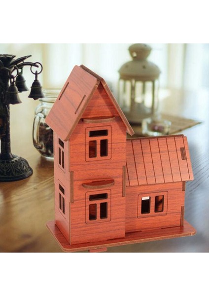 Kırmızı Stil Ev Oyuncakları 3D Ahşap Eğitici Oyuncak Montaj Model Ahşap El Sanatları Kiti Ev Dekorasyon Çocuk Oyuncakları (Yurt Dışından)