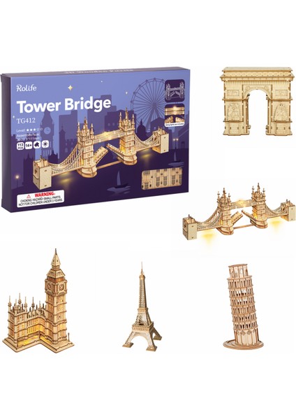 TG304 Tarzı Robotime Ahşap Puzzle Oyunu Kendin Yap 3D Tower Köprüsü, Big Ben, Ünlü Bina Montaj Oyuncak Hediye Çocuklar Genç Yetişkin Için (Yurt Dışından)