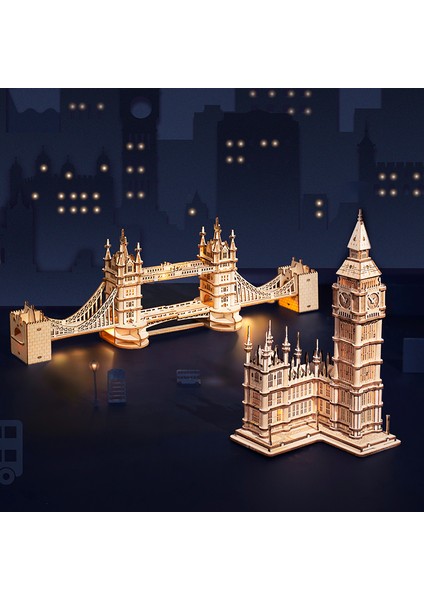 TG304 Tarzı Robotime Ahşap Puzzle Oyunu Kendin Yap 3D Tower Köprüsü, Big Ben, Ünlü Bina Montaj Oyuncak Hediye Çocuklar Genç Yetişkin Için (Yurt Dışından)