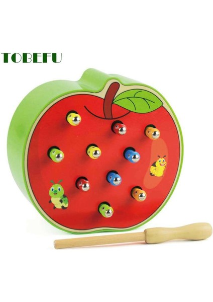Kutu Yok Tarzı Tobefu Yakala Solucan Oyunu Renk Bilişsel Manyetik Çilek Elma Bebek Ahşap Oyuncaklar 3D Bulmaca Erken Çocukluk Eğitimi Için (Yurt Dışından)