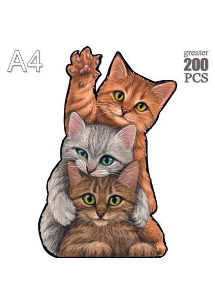 Mao-03-A4 Stili Kedi Desenli Bulmaca Anne-Çocuk Tatil Hediye Eğitici Bulmaca Oyunları Kedi Desenli Bulmaca Ebeveyn-Çocuk Bulmaca Oyuncakla (Yurt Dışından)