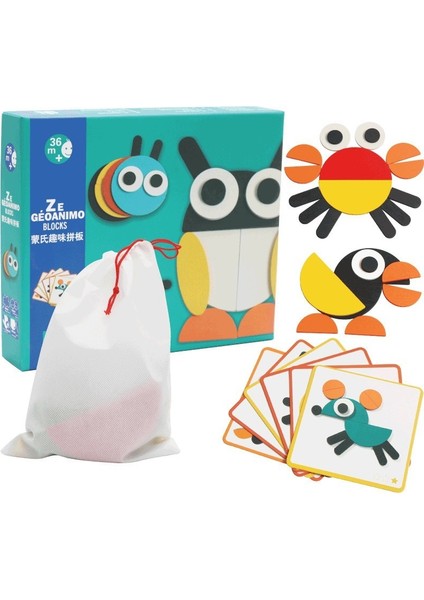 H Tarzı Bebek Ahşap Hayvan 3D Puzzle Oyuncağı Renkli Tangram Çocuklar Montessori Eğitici Sıralama Oyunları Hediye Oyuncaklı Çocuklar Için Etkileşimli Oyuncak (Yurt Dışından)