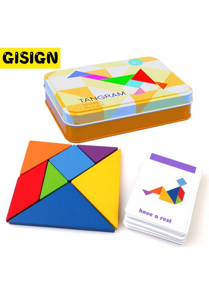 Sadece Tangram Stili 3D Desen Hayvan Bulmaca Renkli Tangram Tahta Bulmacalar Çocuklar Için Montessori Erken Eğitici Oyuncaklar Çocuklar Için Oyunlar (Yurt Dışından)