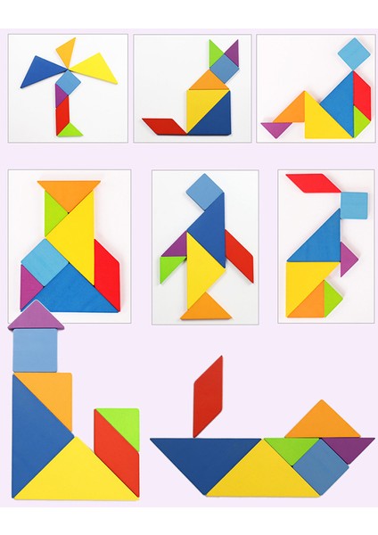Sadece Tangram Stili 3D Desen Hayvan Bulmaca Renkli Tangram Tahta Bulmacalar Çocuklar Için Montessori Erken Eğitici Oyuncaklar Çocuklar Için Oyunlar (Yurt Dışından)