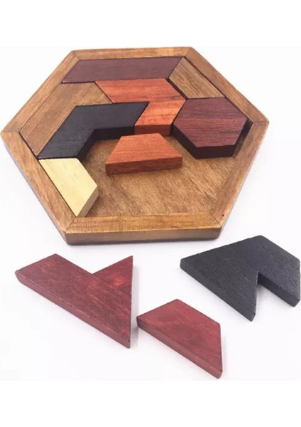 Renkli Altıgen Ahşap Yapboz Tahtası Montessori Oyunu Geometrik Puzzle Oyun Eğitici Zeka Oyuncakları Çocuklar ve Yetişkinler Için (Yurt Dışından)