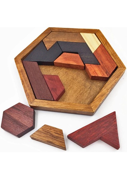 Renkli Altıgen Ahşap Yapboz Tahtası Montessori Oyunu Geometrik Puzzle Oyun Eğitici Zeka Oyuncakları Çocuklar ve Yetişkinler Için (Yurt Dışından) fiyatları