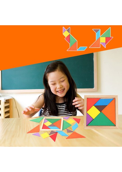 Rastgele 1 Adet Tarzı Montessori Ahşap Tangram 7 Parça Bulmaca Oyunu Renkli Kare Iq Oyun Zeka Sorusu Eğitici Oyuncaklar - Çocuklar Için (Yurt Dışından)