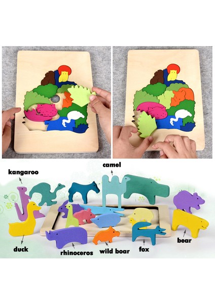 D Stili Bebek Ahşap Hayvan 3D Bulmaca Oyuncakları Her Parça Hayvan Şekilli Oyuk Oyun Yaratıcı Mozaik Erken Eğitim Oyuncakları Çocuklar Için (Yurt Dışından) fırsatları