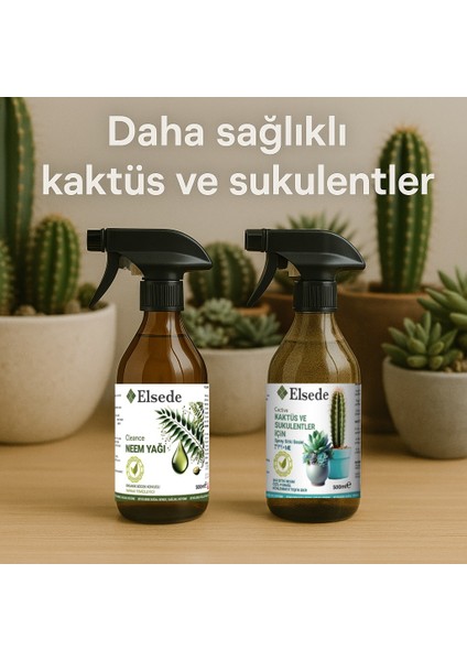 Kaktüs-Sukulent Bitki Besini ve Neem Yağı Ikili Bakım Seti