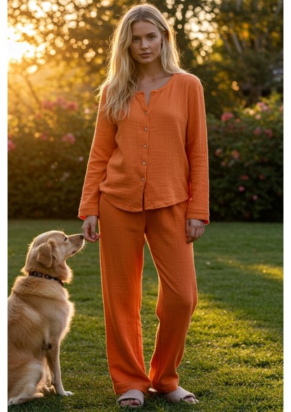 Organik Müslin 2'li Pijama Takımı Naturel Doğal