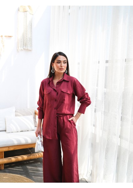 Kadın Keten Gömlek ve Pantolon Ikili Takım fırsatları