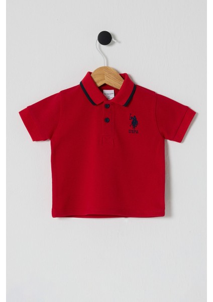 Erkek Bebek Kırmızı Tişört Günlük Stil U Yaka Kısa Kol %100 Pamuk