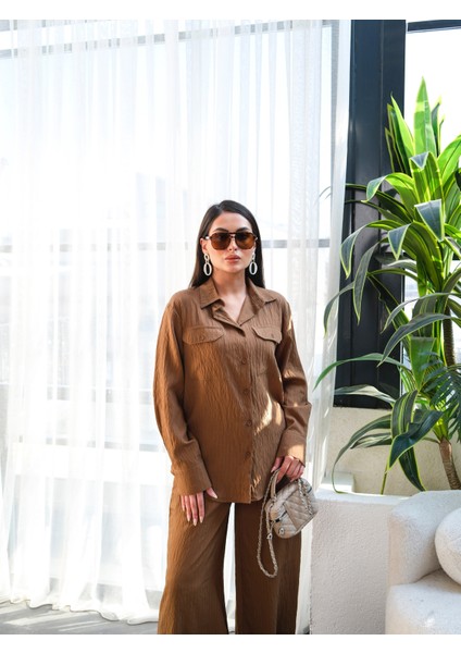 Kadın Keten Gömlek ve Pantolon Ikili Takım fırsatları