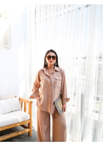 Kadın Keten Gömlek ve Pantolon Ikili Takım fırsatları