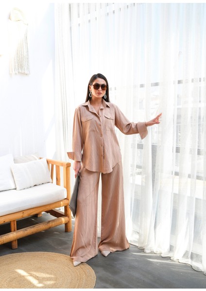 Kadın Keten Gömlek ve Pantolon Ikili Takım indirimleri