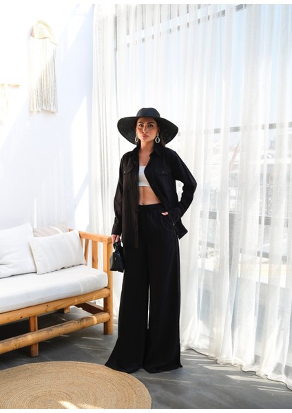 Kadın Keten Gömlek ve Pantolon Ikili Takım indirimleri