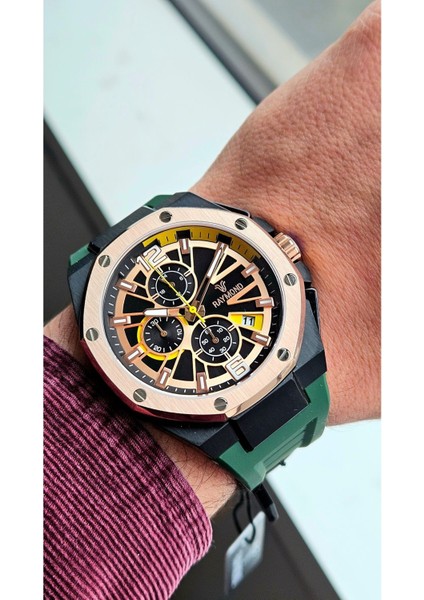 RYM-83605 Silikon Kordon Raymond Erkek Kol Saati Paslanmaz Çelik Kasa - 2 Yıl Garanti