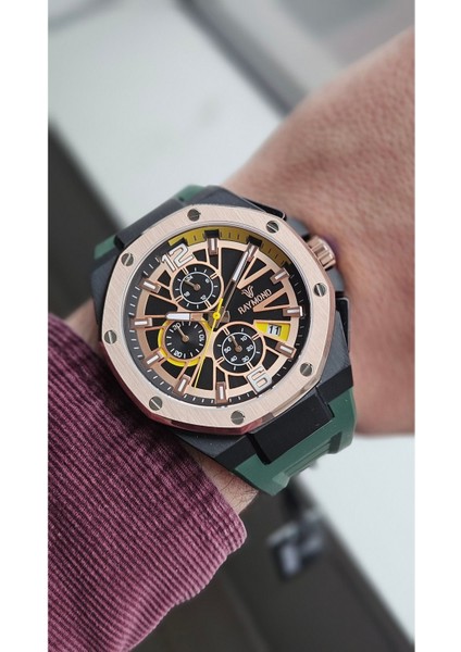 RYM-83605 Silikon Kordon Raymond Erkek Kol Saati Paslanmaz Çelik Kasa - 2 Yıl Garanti modelleri