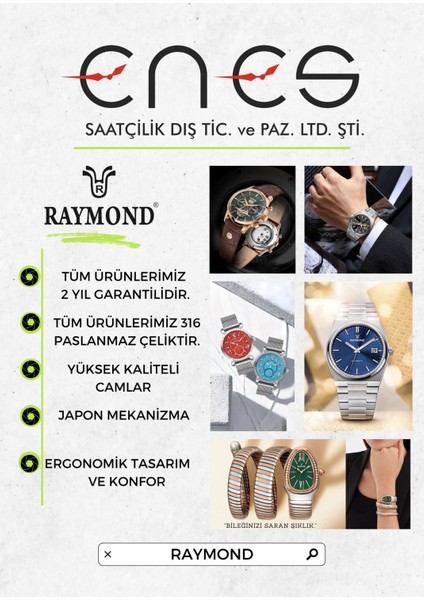 RYM-83605 Silikon Kordon Raymond Erkek Kol Saati Paslanmaz Çelik Kasa - 2 Yıl Garanti indirimleri