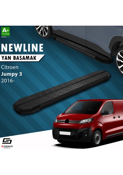 Citroen Jumpy 3 Uzun Şase Newline Siyah Yan Basamak 243 cm 2016 Üzeri A+ Kalite