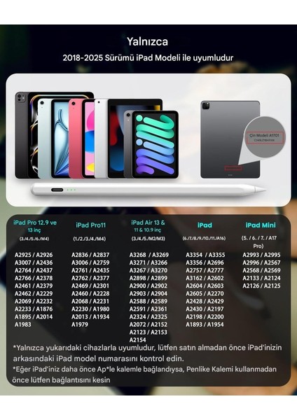 iPad Air 11INÇ /pro/air 13INÇ Uyumlu Avuç Içi Red/eğim Stylus Dokunmatik Kalemi/tüm Ipadlar 17 fiyatları