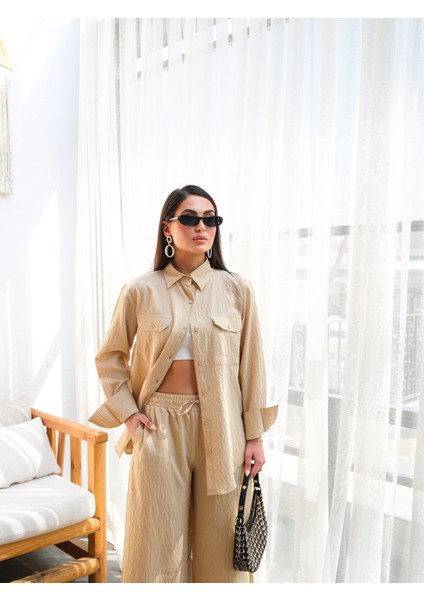 Kadın Keten Gömlek ve Pantolon Ikili Takım fırsatları