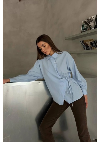 Jasmin Mavi Yandan Bağlamalı Trend Gömlek JASMIN-1453