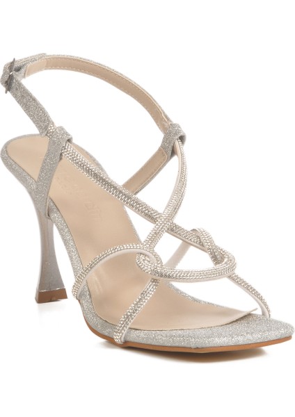 Gümüş Taş Detaylı Kadın Abiye Ayakkabı modelleri