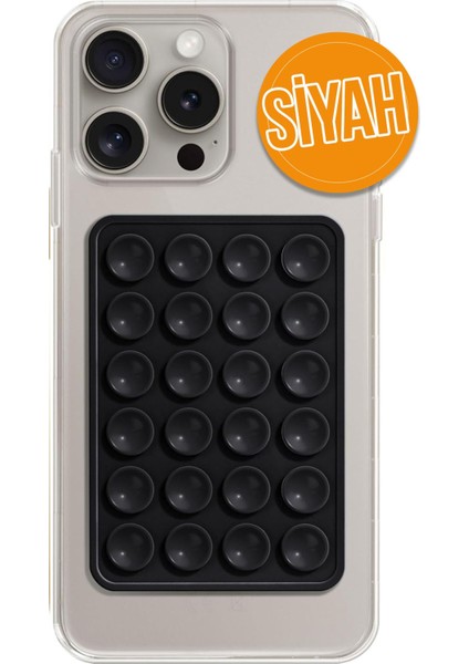 Silikon Vakumlu Telefon Tutucu Araba, Mutfak Tezgahı, Güçlü Vantuzlu Kaymaz Siyah