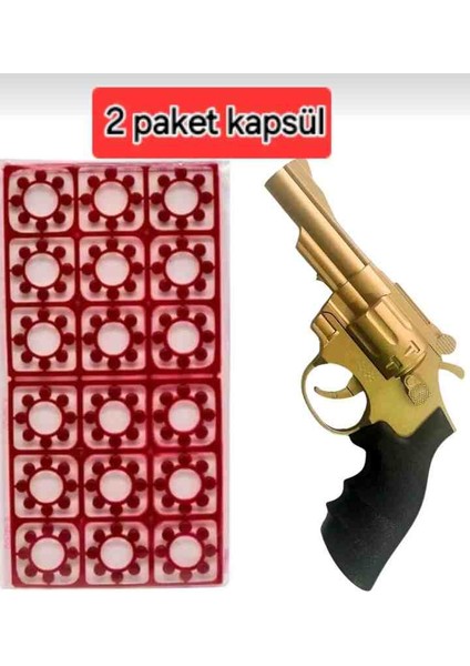 2 Paket Mantar Kapsüllü Kovboy Tabancası Çat Pat Kapsül Oyuncak Tabanca