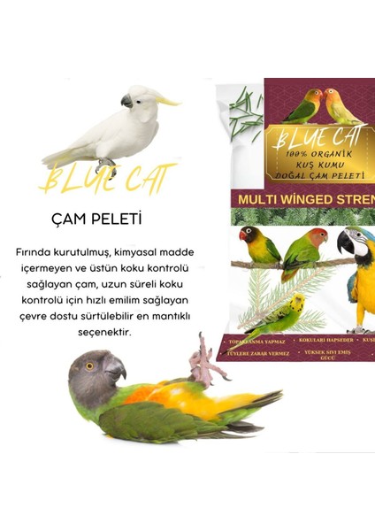 Çam Peleti Kuş Kumu Net 5 kg - 10 Lt - Topaklanmayan %100 Organik Cam Peledi Kuş Kumu