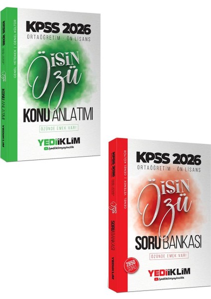 Yediiklim 2026 Kpss Ortaöğretim Ön Lisans Işin Özü Konu Anlatımı ve Soru Bankası 2 Li Set