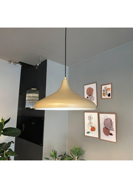 Champion Bej Tekli Avize Kafe Iç Mekan Salon Oturma Odası Mutfak Yatak Odası Sarkıt Modeli