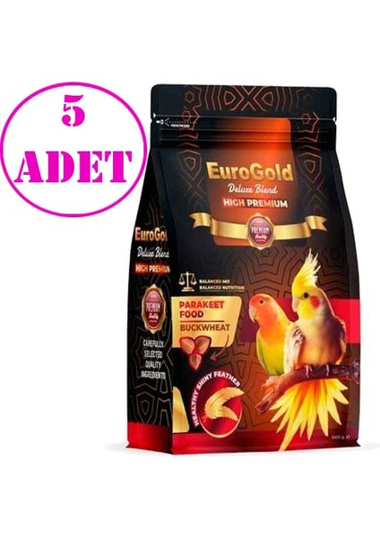 Eurogold Deluxe Blend Paraket Yemi Kara Buğday Katkılı 1 kg 5 Ad