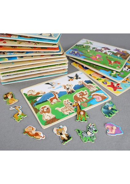 No.10 Tarzı Geometrik Şekil Hayvan Çiftliği Meyve Desenli Ahşap Puzzle Oyuncaklar Çocuk Erken Eğitim 3D Bulmaca 2 Yaş Üzeri (Yurt Dışından)