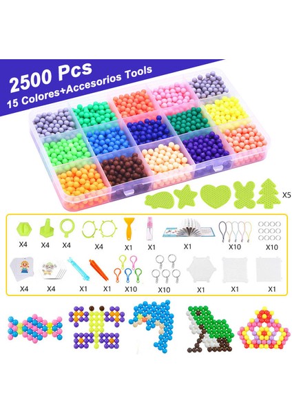 4 mm 2500 Adet Tarzı Kızlar Çocuklar Için Dolumlu Hama Boncuklar Bulmaca Aquabeads Dıy Su Püskürtmeli Boncuk Seti Top Oyunları 3D El Yapımı Sihirli Oyuncaklar (Yurt Dışından)