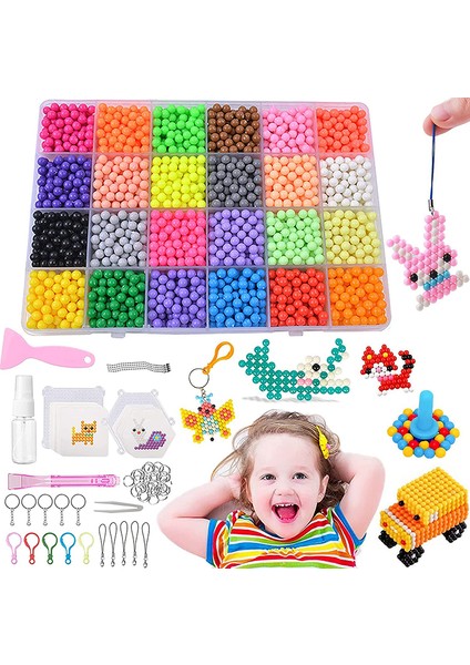 4 mm 2500 Adet Tarzı Kızlar Çocuklar Için Dolumlu Hama Boncuklar Bulmaca Aquabeads Dıy Su Püskürtmeli Boncuk Seti Top Oyunları 3D El Yapımı Sihirli Oyuncaklar (Yurt Dışından)