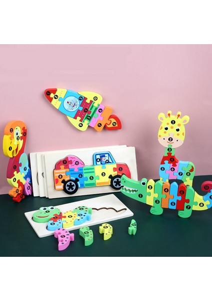 Araba Tarzı Çocuklar Için Ahşap Eğitici Oyuncaklar Hediye 3D Puzzle Montessori Oyun Hayvan Jigsaw Montaj Modeli Eğitici Oyunlar (Yurt Dışından)