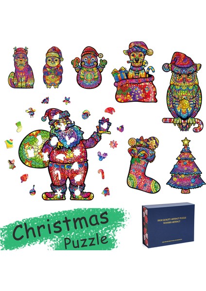 Noel Baba S Tarzı Noel Serisi Benzersiz Hayvan 3D Ahşap Bulmaca Yetişkin Puzzle Hediye Paketleme Kutusu Bulmaca Çocuk Ahşap Noel Oyuncak Hediyeler (Yurt Dışından)