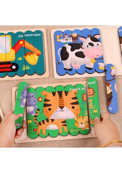 No.6 Tarzı Montessori Çift Taraflı Şerit 3D Bulmacalar Bebek Oyuncak Hikaye Anlatma Ahşap Yaratıcı Eğitici Öğretici Oyuncaklar Çocuklar Için (Yurt Dışından)
