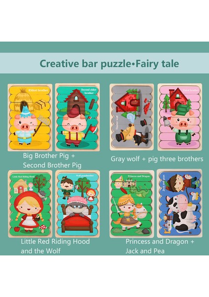 No.6 Tarzı Montessori Çift Taraflı Şerit 3D Bulmacalar Bebek Oyuncak Hikaye Anlatma Ahşap Yaratıcı Eğitici Öğretici Oyuncaklar Çocuklar Için (Yurt Dışından)