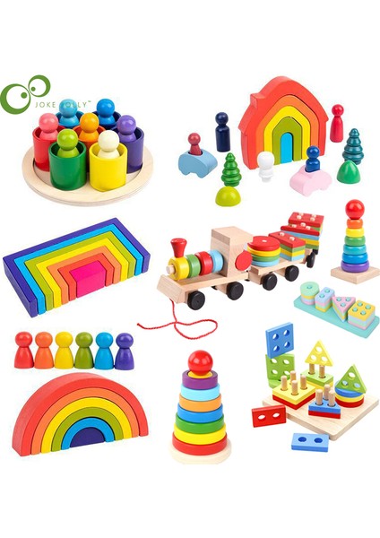 Kupa Küçük Adam Stili Kendi Yapış Ahşap Gökkuşağı Blok Ahşap Yığın Oyuncağı Grimms Gökkuşağı Yapı Blokları Montessori Eğitici Oyuncak Çocuklar Gökkuşağı Yığınlayıcı Yjn (Yurt Dışından)
