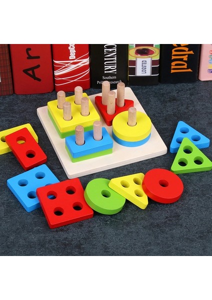 Macaron Meydanı Hisse Stili Sıcak Satış Bebek Oyuncak Ahşap Tren Kamyon Seti Geometrik Sıralama Tahtası Montessori Çocuk Eğitim Oyuncak Yığılmış Bulmaca Çocuk Hediyesi (Yurt Dışından)