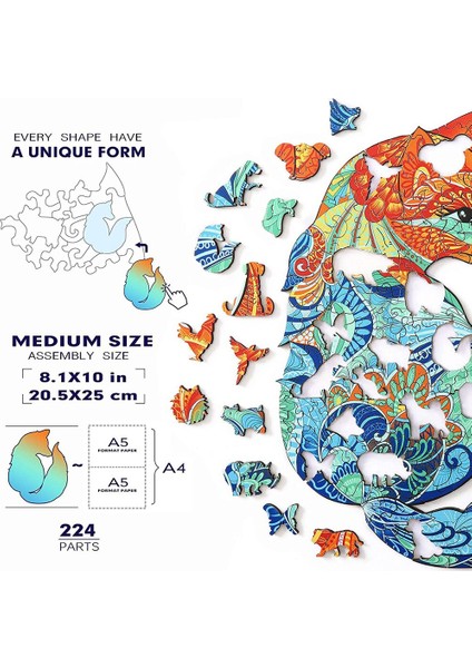 Sea Turtle A4 Style Eşsiz Hayvan Bulmaca Fil Zürafa Ahşap Puzzle Panosu Seti Bebek Oyuncakları Yetişkinler Çocuklar Hediye Eğitici Oyunlar Oyuncaklar (Yurt Dışından) fırsatları