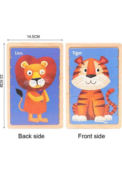 WT444 1pc Tarzı Hayvanlar 3D Bulmaca Montessori Ahşap Yapbozlar Çocuklar Için Çift Taraflı Hikaye Bulmaca Eğitici Oyuncaklar - Yıl (Yurt Dışından)